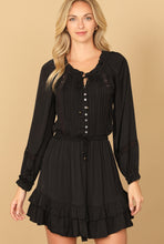 Load image into Gallery viewer, Long sleeve black dress
