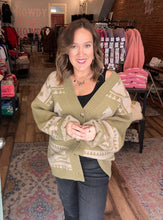 Load image into Gallery viewer, Olive western horse cardigan
