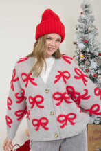 Load image into Gallery viewer, BOW PATTERN BUTTON DOWN KNIT CARDIGAN
