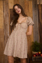 Load image into Gallery viewer, FLORAL SWEETHEART FRONT TIE MINI DRESS
