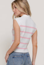 Load image into Gallery viewer, Sleeveless Stripe Polo Spring Sweater
