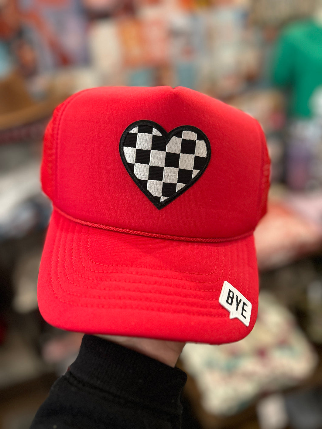 Red/checker heart trucker