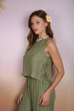 Load image into Gallery viewer, TEXTURED SIDE TIE SLEEVELESS CROP TOP
