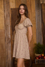 Load image into Gallery viewer, FLORAL SWEETHEART FRONT TIE MINI DRESS
