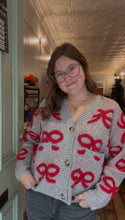 Load image into Gallery viewer, BOW PATTERN BUTTON DOWN KNIT CARDIGAN
