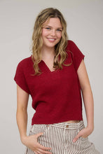 Load image into Gallery viewer, SPLIT NECK SHORT SLEEVE KNIT PULLOVER
