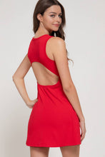 Load image into Gallery viewer, Sleeveless Cut-Out Workout Mini Dress with Built-In Shorts
