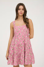 Load image into Gallery viewer, FLORAL SLEEVELESS TIERED MINI DRESS
