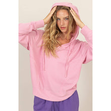 Load image into Gallery viewer, DZ25A136-RELAXED FIT NOTCH NECK RIBBED HOODIE
