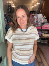 Load image into Gallery viewer, Stripe short sleeve knit sweater
