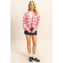 Load image into Gallery viewer, Striped Sweater Cardigan With Button Front
