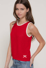 Load image into Gallery viewer, Sleeveless Sweater with Contrasting Edges &amp; Jacquard Detail
