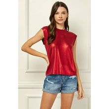 Load image into Gallery viewer, Shine Knit Glam Sleeveless T-Shirt
