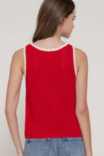 Load image into Gallery viewer, Sleeveless Sweater with Contrasting Edges &amp; Jacquard Detail
