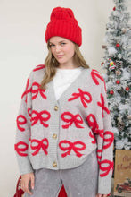Load image into Gallery viewer, BOW PATTERN BUTTON DOWN KNIT CARDIGAN
