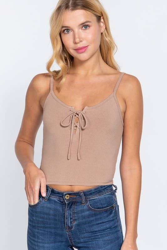 Sweetheart Neck Heavy Rib Knit Cami Top