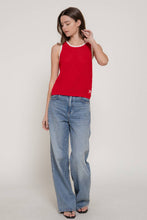 Load image into Gallery viewer, Sleeveless Sweater with Contrasting Edges &amp; Jacquard Detail
