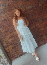 Load image into Gallery viewer, STRIPE TIE DETAIL SLEEVELESS TIERED MIDI DRESS
