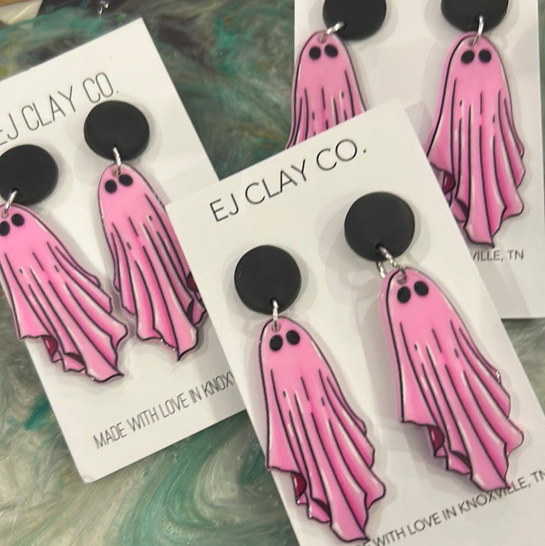 Clay/acrylic Ghostie earrings EJ