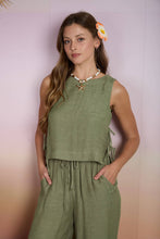 Load image into Gallery viewer, TEXTURED SIDE TIE SLEEVELESS CROP TOP
