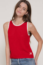 Load image into Gallery viewer, Sleeveless Sweater with Contrasting Edges &amp; Jacquard Detail
