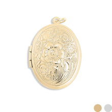Load image into Gallery viewer, 18K Gold PVD Stainless Steel Textured Oval Locket Pendant
