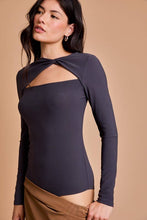 Load image into Gallery viewer, Front Twist Cut Out Detail Long Sleeve Bodysuit
