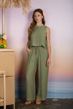 Load image into Gallery viewer, TEXTURED DRAWSTRING DETAIL WIDE LEG LOUNGE PANTS
