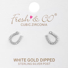 Load image into Gallery viewer, CZ Gold-Dipped Rhinestone Horseshoe Earring
