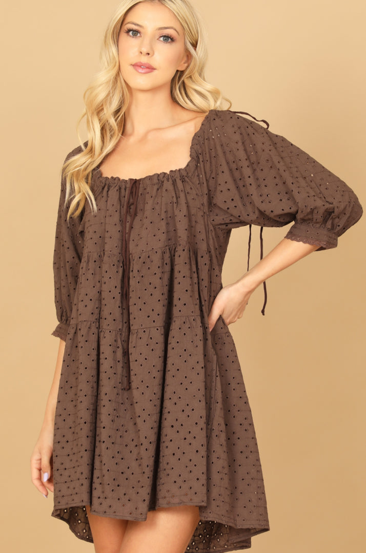 Brown eyelet dress