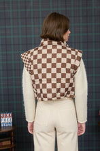 Load image into Gallery viewer, CHECKERED CROPPED PUFFER VEST
