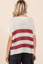Load image into Gallery viewer, STRIPED DOLMAN SHORT SLEEVE BOXY SWEATER KNIT TOP
