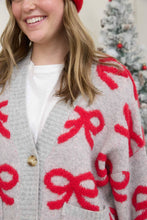 Load image into Gallery viewer, BOW PATTERN BUTTON DOWN KNIT CARDIGAN
