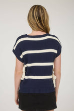 Load image into Gallery viewer, STRIPE SIDE TIE SHORT SLEEVE KNIT SWEATER (PRE-ORDER)
