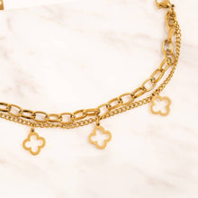 Load image into Gallery viewer, 18K Gold PVD Stainless Steel Lucky Clover Charm Bracelet
