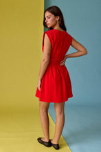 Load image into Gallery viewer, Smocked Waist Sculpted Shoulder Mini Dress
