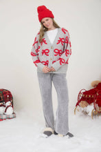 Load image into Gallery viewer, BOW PATTERN BUTTON DOWN KNIT CARDIGAN
