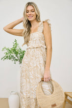 Load image into Gallery viewer, TROPICAL PRINT RUFFLE DETAIL MIDI DRESS

