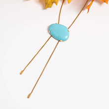 Load image into Gallery viewer, 18K Gold PVD Stainless Steel Turquoise Charm Bolo Necklace
