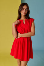 Load image into Gallery viewer, Smocked Waist Sculpted Shoulder Mini Dress
