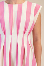 Load image into Gallery viewer, Round Neck Waist Pleated Mini Dress
