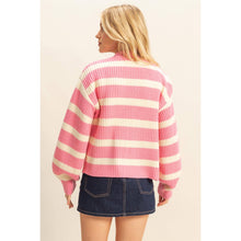 Load image into Gallery viewer, Striped Sweater Cardigan With Button Front
