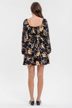 Load image into Gallery viewer, FLORAL LONG SLEEVE BACK TIE MINI DRESS
