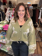 Load image into Gallery viewer, Olive western horse cardigan
