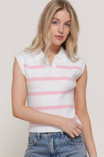 Load image into Gallery viewer, Sleeveless Stripe Polo Spring Sweater
