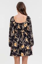 Load image into Gallery viewer, FLORAL LONG SLEEVE BACK TIE MINI DRESS
