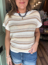 Load image into Gallery viewer, Stripe short sleeve knit sweater

