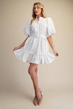 Load image into Gallery viewer, Short-Sleeve Button-Front Belted Mini Dress
