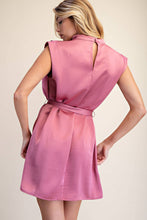 Load image into Gallery viewer, Mock Neck Waist Tie Sleeveless Mini Dress
