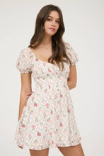 Load image into Gallery viewer, FLORAL CORSET DETAIL BACK TIE MINI DRESS
